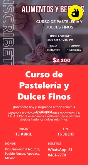 Curso de Pastelería y Dulces Finos